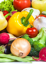 Image showing Group of fresh vegetables isolated on a white background