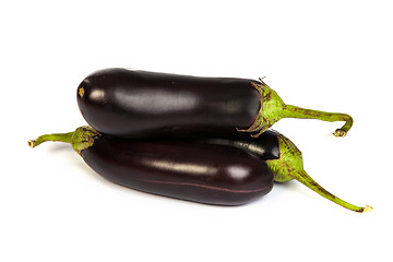 Image showing Three large eggplant, over white background