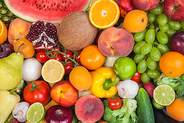 Image showing Huge group of fresh vegetables and fruits