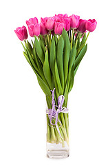 Image showing Bunch of tulips on a white