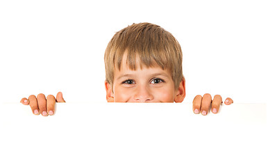 Image showing Boy holding a banner