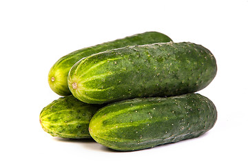 Image showing Fresh Cucumbers on white