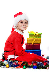 Image showing Boy holding a christmas gift