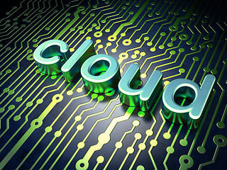 Image showing Cloud technology concept: Cloud on circuit board background