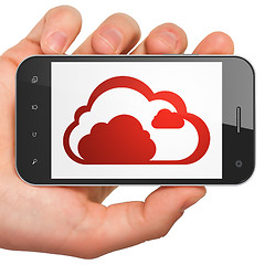 Image showing Cloud networking concept: Cloud on smartphone