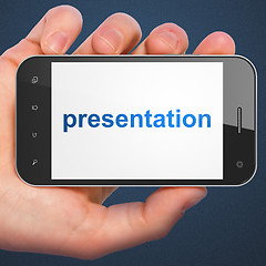 Image showing Advertising concept: Presentation on smartphone