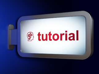 Image showing Education concept: Tutorial and Head With Gears on billboard bac