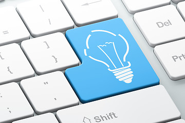 Image showing Business concept: Light Bulb on computer keyboard background