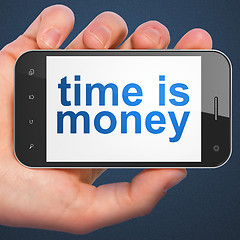 Image showing Timeline concept: Time is Money on smartphone