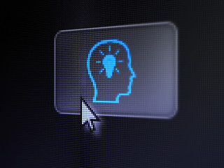 Image showing Data concept: Head With Lightbulb on digital button background