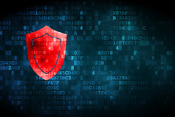 Image showing Safety concept: Shield on digital background