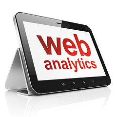 Image showing Web development concept: Web Analytics on tablet pc computer