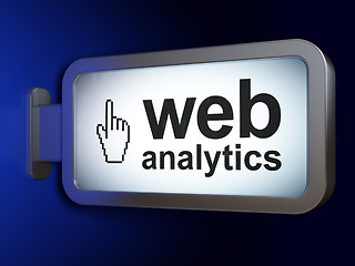 Image showing Web development concept: Web Analytics and Mouse Cursor on billb