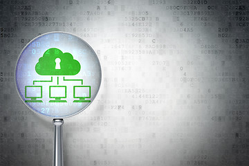 Image showing Safety concept:  Cloud Network with optical glass on digital bac