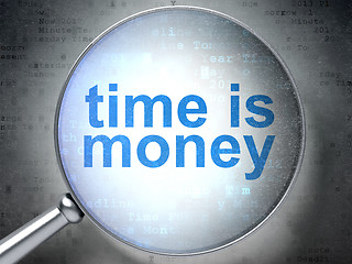 Image showing Time concept: Time is Money with optical glass