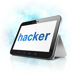 Image showing Safety concept: Hacker on tablet pc computer