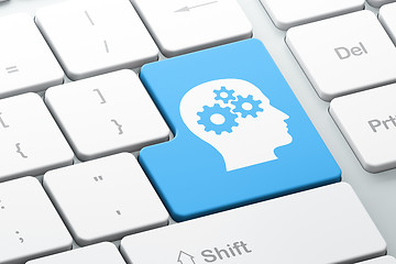 Image showing Data concept: Head With Gears on computer keyboard background