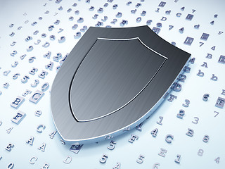 Image showing Protection concept: Silver Shield on digital background