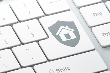 Image showing Business concept: Shield on computer keyboard background