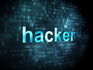 Image showing Privacy concept: Hacker on digital background