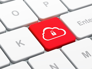 Image showing Cloud computing concept: Cloud With Padlock on computer keyboard