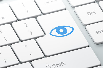 Image showing Privacy concept: Eye on computer keyboard background