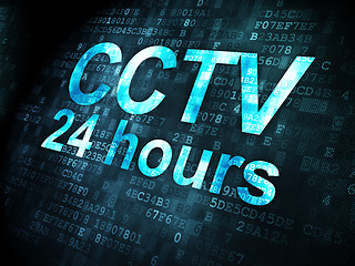 Image showing Safety concept: CCTV 24 hours on digital background