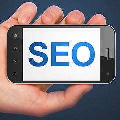 Image showing SEO web design concept: SEO on smartphone