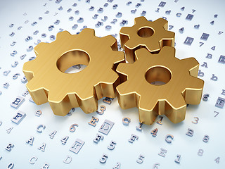 Image showing Business concept: Golden Gears on digital background