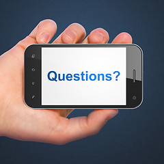 Image showing Education concept: Questions? on smartphone