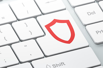 Image showing Privacy concept: Contoured Shield on computer keyboard backgroun