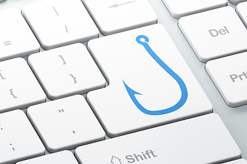 Image showing Security concept: Fishing Hook on computer keyboard background