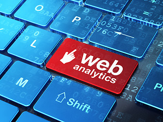 Image showing Web design concept: Mouse Cursor and Web Analytics on computer k