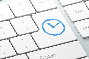 Image showing Time concept: Clock on computer keyboard background