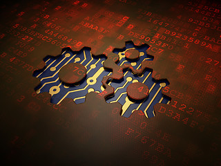 Image showing Data concept: Gears on digital screen background