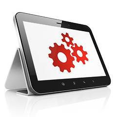 Image showing Data concept: Gears on tablet pc computer