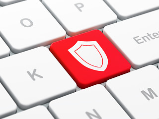 Image showing Safety concept: Shield on computer keyboard background