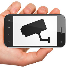 Image showing Safety concept: Cctv Camera on smartphone