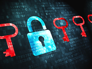 Image showing Privacy concept: Padlock And Key on digital background