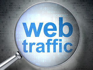 Image showing SEO web development concept: Web Traffic with optical glass
