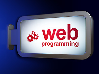 Image showing Web design concept: Web Programming and Gears on billboard backg