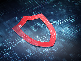 Image showing Security concept: Red Contoured Shield on digital background
