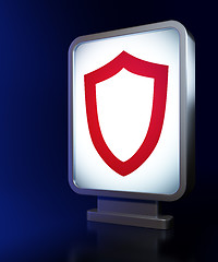 Image showing Security concept: Contoured Shield on billboard background