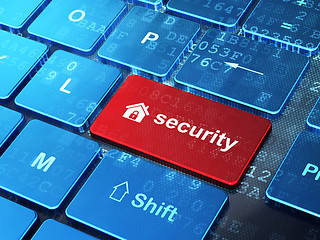 Image showing Safety concept: Home and Security on computer keyboard backgroun