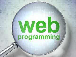 Image showing SEO web development concept: Web Programming with optical glass