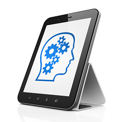 Image showing Education concept: Head With Gears on tablet pc computer