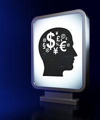 Image showing Business concept: Head With Finance Symbol on billboard backgrou