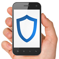 Image showing Privacy concept: Contoured Shield on smartphone