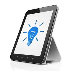 Image showing Business concept: Light Bulb on tablet pc computer