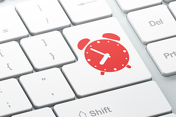 Image showing Time concept: Alarm Clock on computer keyboard background
